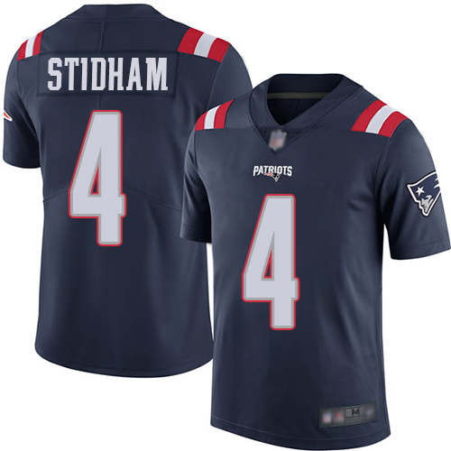 New England Patriots Limited Navy Blue Men 4 Jarrett Stidham NFL Jersey Rush Vapor